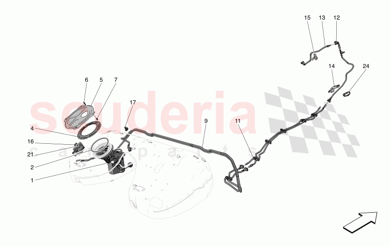 FUEL PUMPS AND CONNECTION LINES of Maserati Maserati Grecale GT  Automatic 2.0 T4 4WD 300HP MHEV
