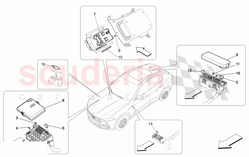RELAYS, FUSES AND BOXES of Maserati Maserati Levante Modena Automatic 3.0 BT V6 4WD 430HP