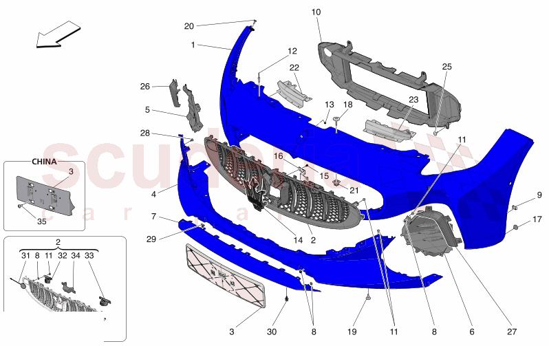 FRONT BUMPER of Maserati Maserati GranTurismo M189 FOLGORE  AUTOMATIC 4WD BEV 560 kW