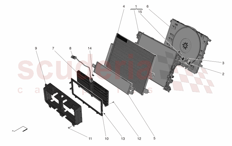 COOLING: AIR RADIATORS AND DUCTS of Maserati Maserati GranCabrio M189 TROFEO  AUTOMATIC 4WD 3.0 BT V6 550 HP