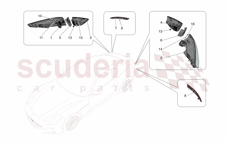 TAILLIGHT CLUSTERS of Maserati Maserati GranTurismo M189 FOLGORE  AUTOMATIC 4WD BEV 560 kW