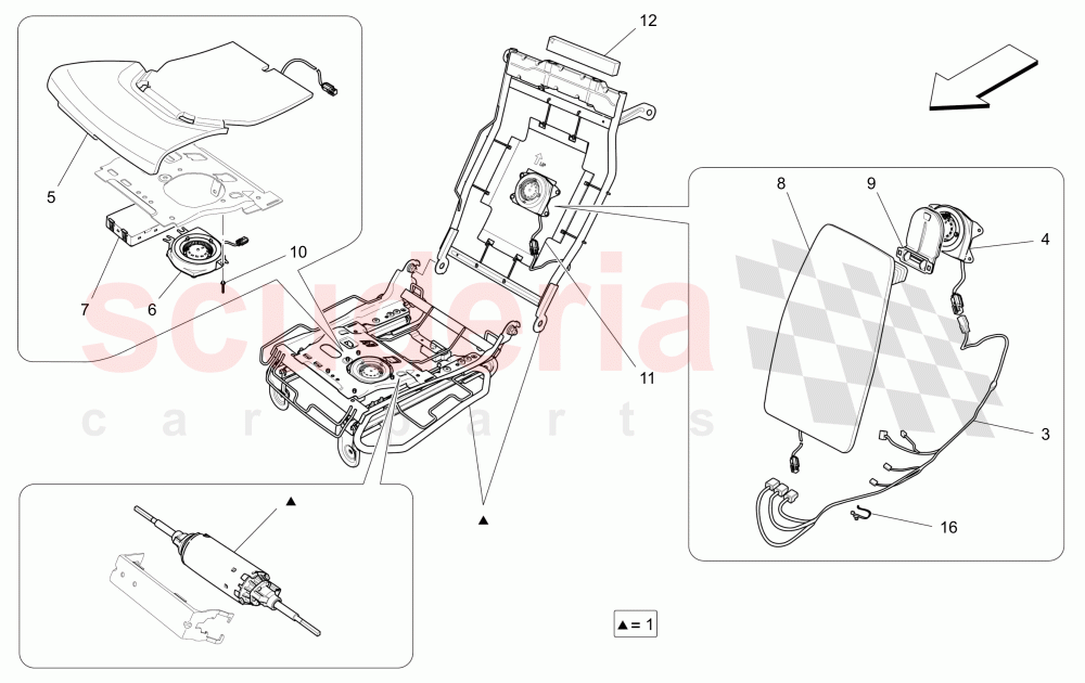 REAR SEATS: MECHANICS AND ELECTRONICS (Available with: COMFORT-LUXURY REAR SEATS WITH CENTRAL CONSOLENot available with: SPORT 8-WAY POWER FRONT SEATS, 12 WAYS WITH MEMORIES FOR LEVANTE MY18/19, SPORT EQUIPMENT) of Maserati Maserati Quattroporte (2013-2016) Diesel