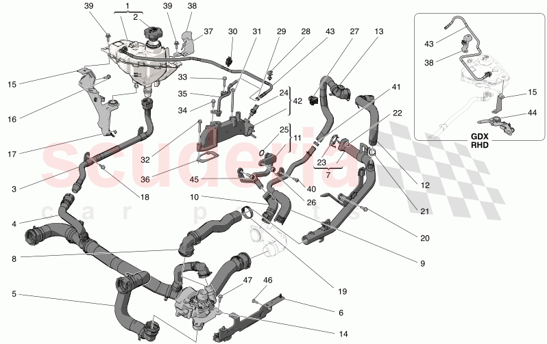 COOLING SYSTEM: NOURICE AND LINES of Maserati Maserati Grecale GT  Automatic 2.0 T4 4WD 300HP MHEV