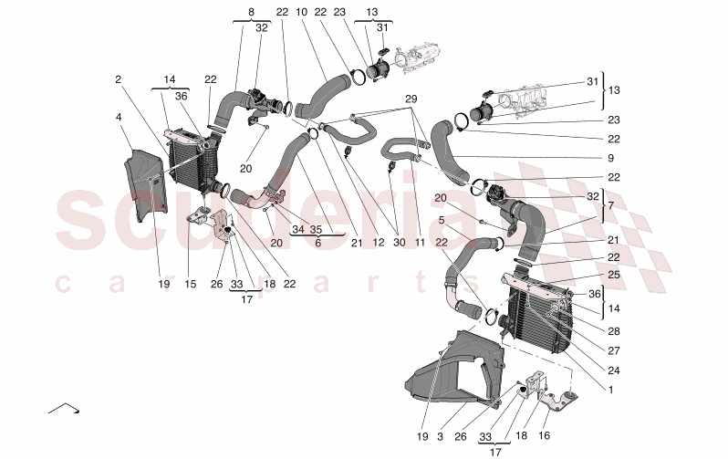 INTERCOOLER SYSTEM of Maserati Maserati GranTurismo M189    AUTOMATIC 4WD 3.0 BT V6 490 HP