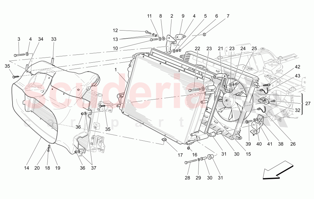 COOLING: AIR RADIATORS AND DUCTS of Maserati Maserati GranCabrio (2013-2015) MC