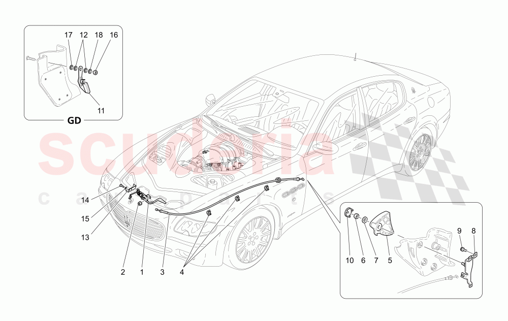 FRONT LID OPENING BUTTON of Maserati Maserati Quattroporte (2003-2007) Auto