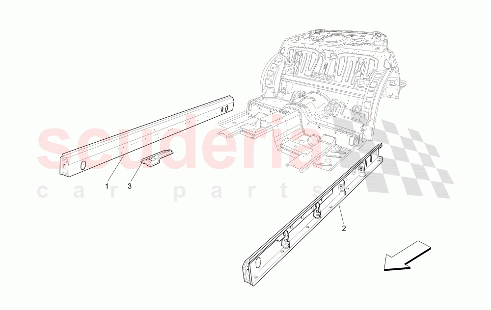 CENTRAL STRUCTURAL FRAMES AND SHEET PANELS of Maserati Maserati GranTurismo (2012-2016) Sport Auto