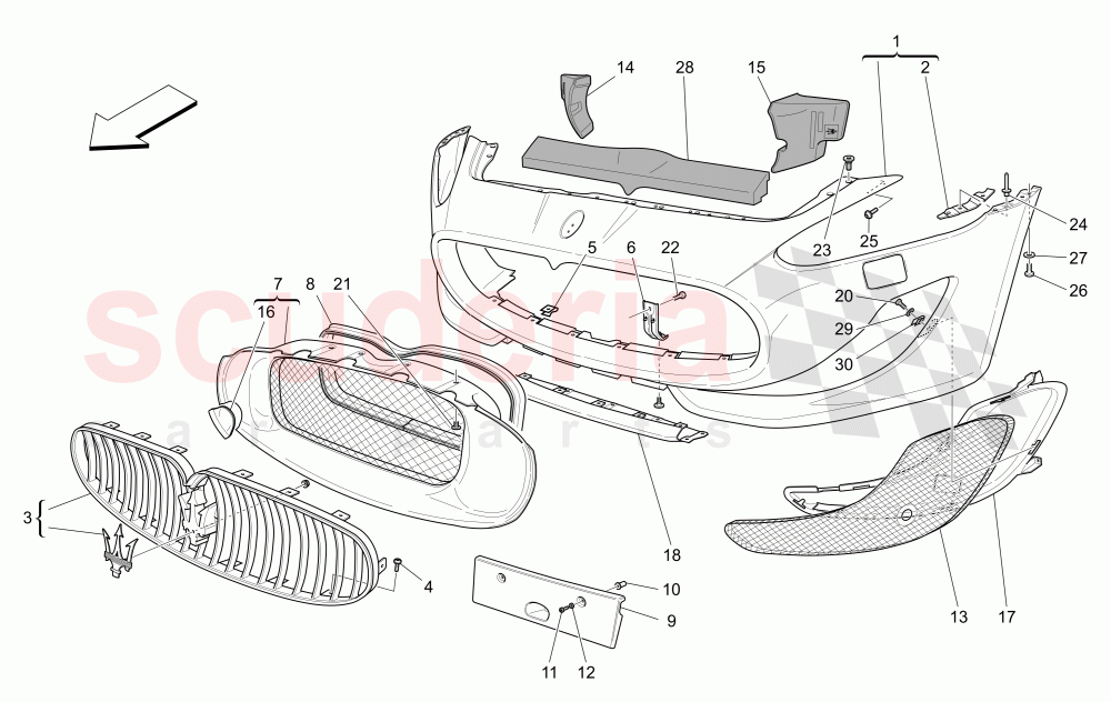 FRONT BUMPER (Available with: SportNot available with: Special Edition) of Maserati Maserati GranCabrio (2011-2012) Sport