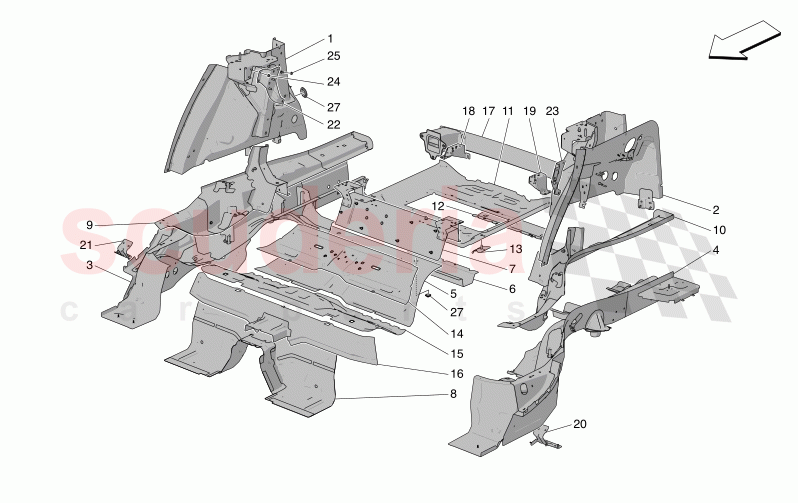 REAR STRUCTURAL FRAMES AND SHEET PANELS of Maserati Maserati Grecale GT  Automatic 2.0 T4 4WD 300HP MHEV