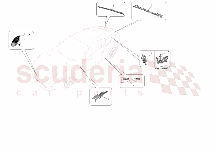 TRIMS, BRANDS AND SYMBOLS of Maserati Maserati GranTurismo M189 FOLGORE  AUTOMATIC 4WD BEV 560 kW
