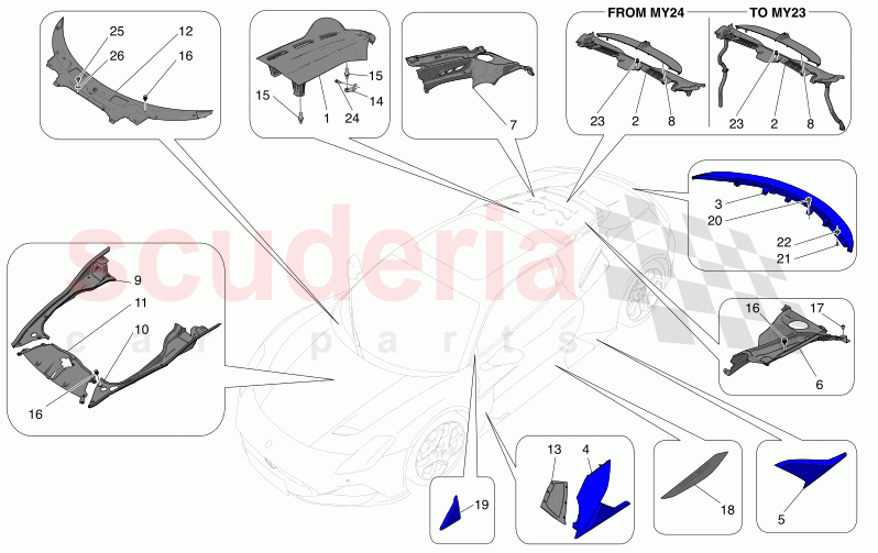 SHIELDS, TRIMS AND COVERING PANELS of Maserati Maserati MC20 Icona Automatic 3.0 BT V6 2WD 630HP