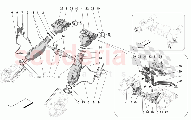 PRE-CATALYTIC CONVERTERS AND CATALYTIC CONVERTERS of Maserati Maserati MC20 Icona Automatic 3.0 BT V6 2WD 630HP