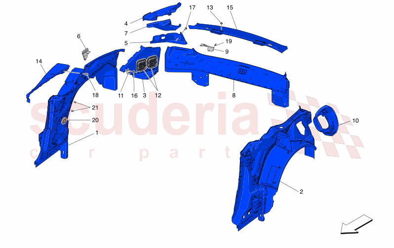 BODYWORK AND REAR OUTER TRIM PANELS of Maserati Maserati GranCabrio M189 TROFEO  AUTOMATIC 4WD 3.0 BT V6 550 HP