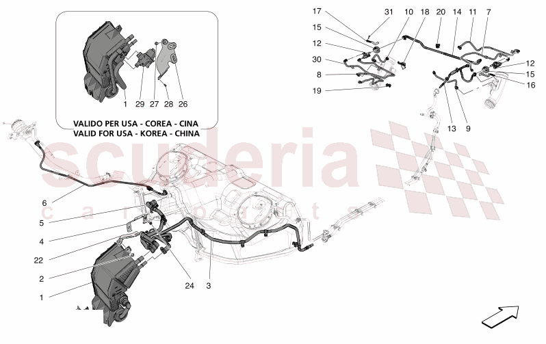FUEL VAPOUR RECIRCULATION SYSTEM of Maserati Maserati GranTurismo M189    AUTOMATIC 4WD 3.0 BT V6 490 HP