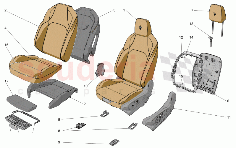 FRONT SEATS: TRIM PANELS of Maserati Maserati Grecale GT  Automatic 2.0 T4 4WD 300HP MHEV