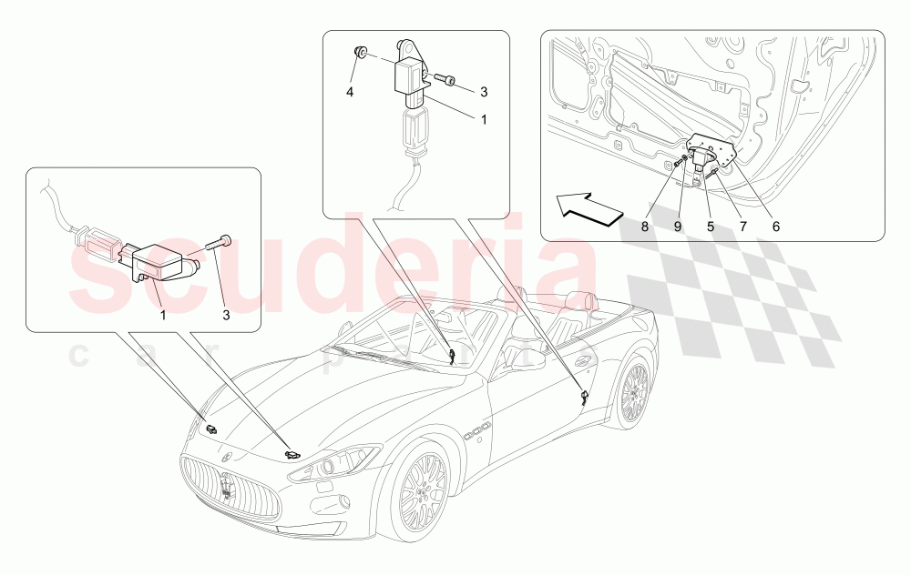 CRASH SENSORS of Maserati Maserati GranCabrio (2011-2012) Sport