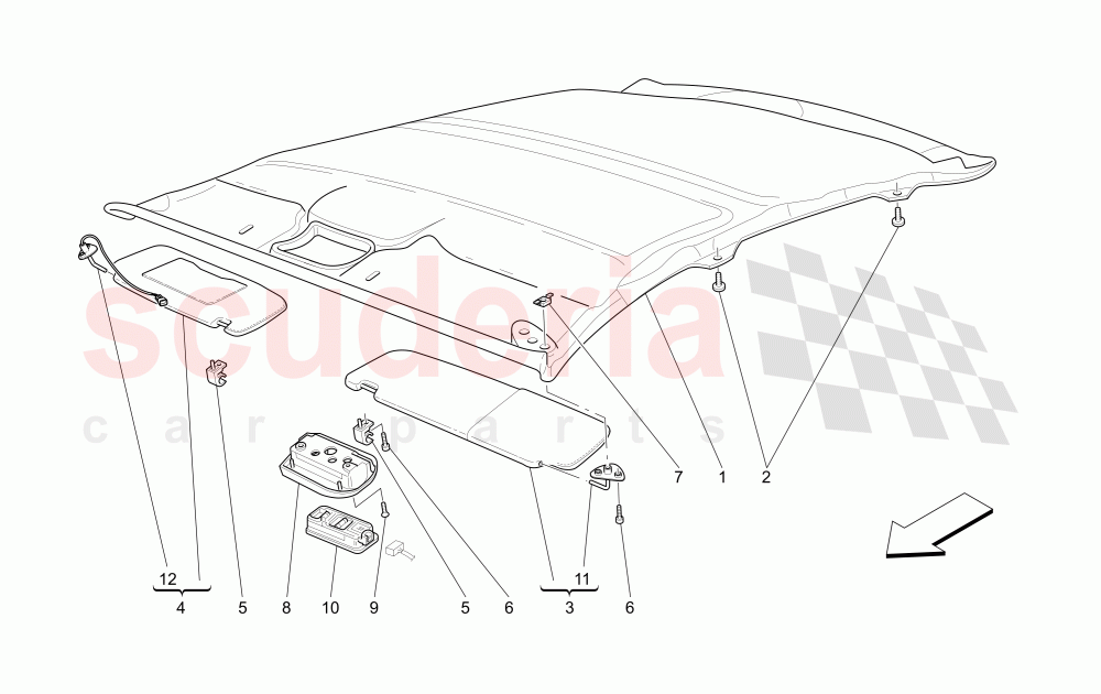ROOF PANEL UPHOLSTERY AND ACCESSORIES of Maserati Maserati GranSport Coupe (2005-2007)