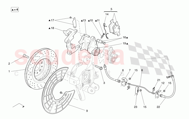 BRAKING DEVICES ON REAR WHEELS of Maserati Maserati Levante Modena Automatic 3.0 BT V6 4WD 350HP