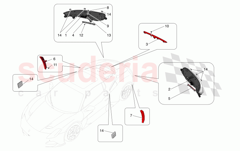 TAILLIGHT CLUSTERS of Maserati Maserati MC20 Notte Automatic 3.0 BT V6 2WD 630HP