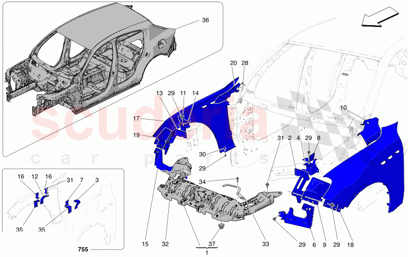 BODYWORK AND FRONT OUTER TRIM PANELS of Maserati Maserati Grecale GT  Automatic 2.0 T4 4WD 300HP MHEV