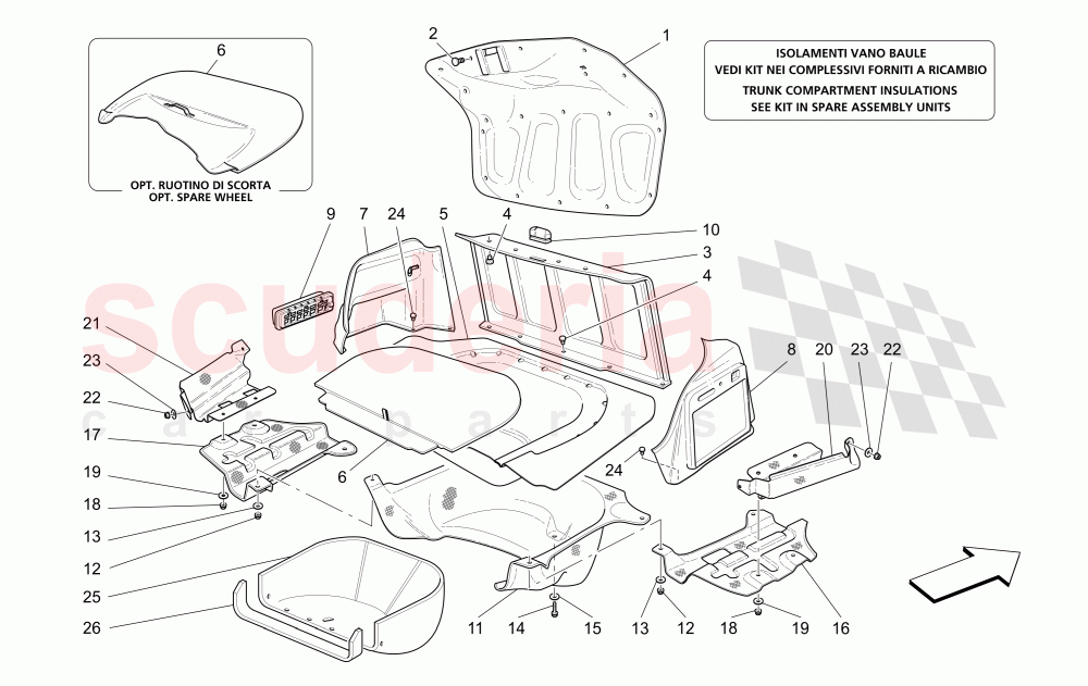 TRUNK HOOD COMPARTMENT TRIMS of Maserati Maserati 4200 Coupe (2002-2004) GT