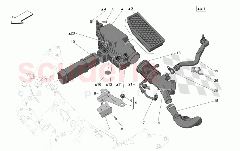 AIR FILTER, AIR INTAKE AND DUCTS of Maserati Maserati Grecale GT  Automatic 2.0 T4 4WD 300HP MHEV