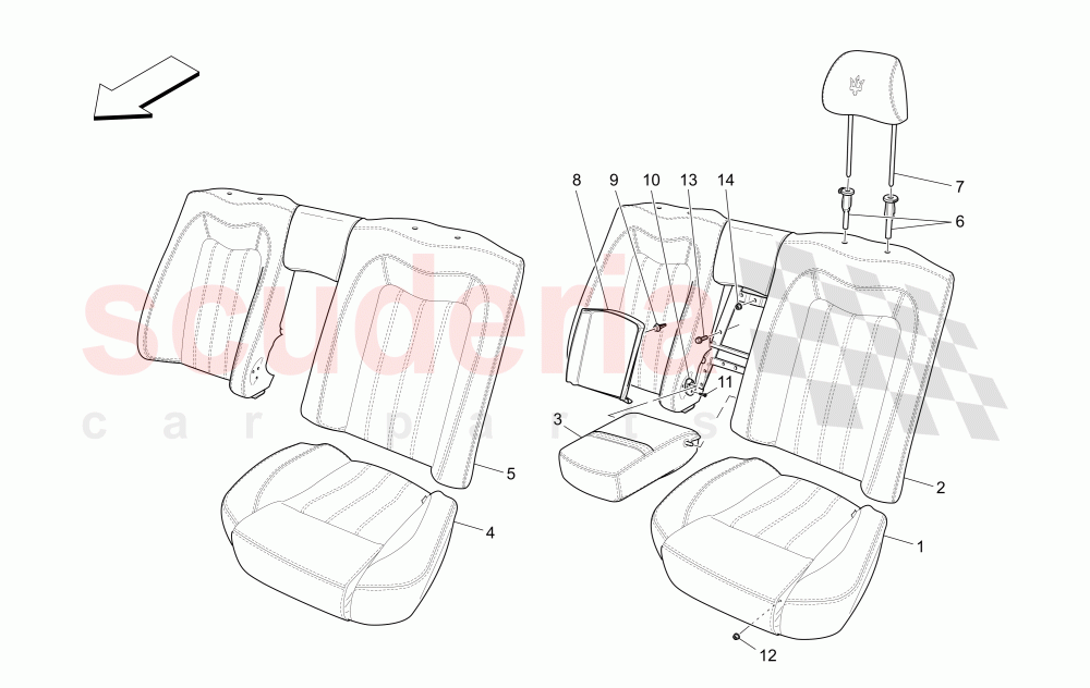 REAR SEATS: TRIM PANELS (Not available with: CENTENNIAL INTERNALS, Special Edition) of Maserati Maserati GranTurismo (2007-2010) Auto