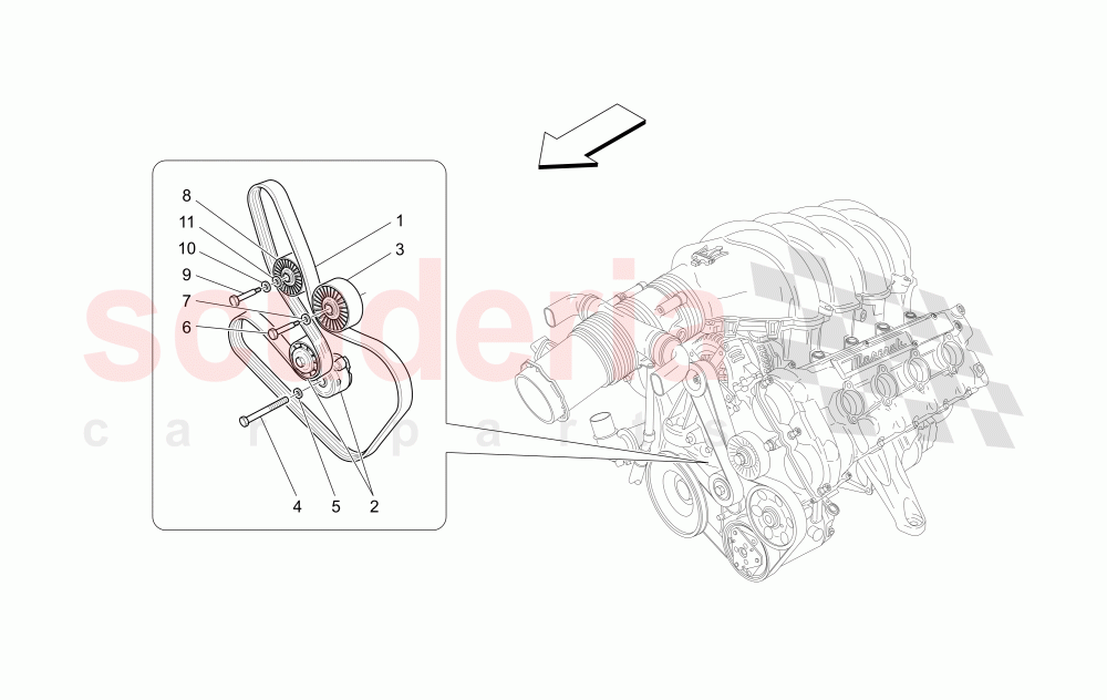 AUXILIARY DEVICE BELTS of Maserati Maserati Quattroporte (2003-2007) DuoSelect