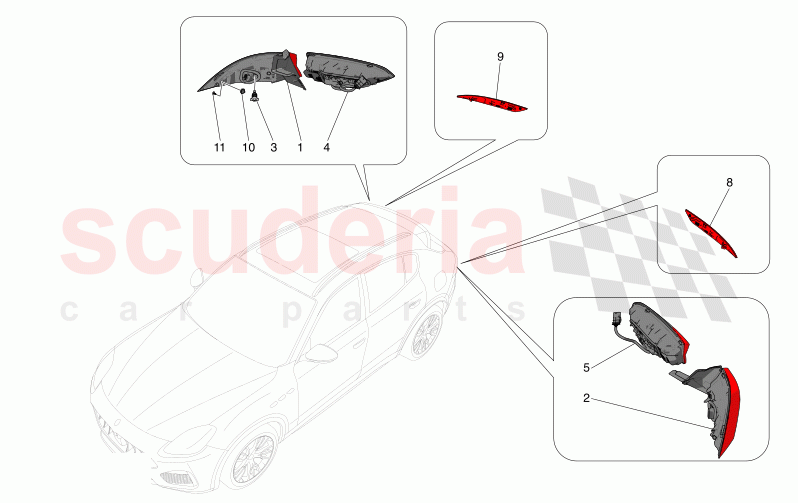 TAILLIGHT CLUSTERS of Maserati Maserati Grecale Folgore Automatic 4WD BEV 400 kW
