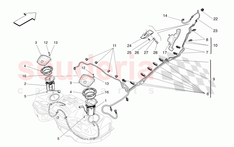 01.43 - 14 FUEL PUMPS AND CONNECTION LINES of Maserati Maserati Levante Modena Automatic 3.0 BT V6 4WD 430HP