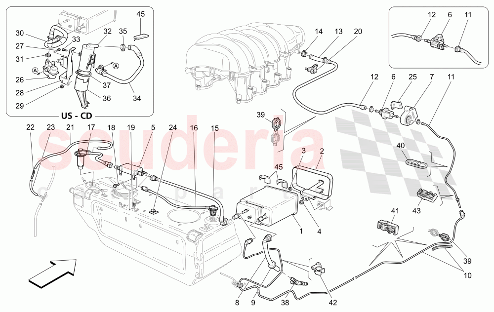 FUEL VAPOUR RECIRCULATION SYSTEM of Maserati Maserati GranTurismo (2014+) Auto