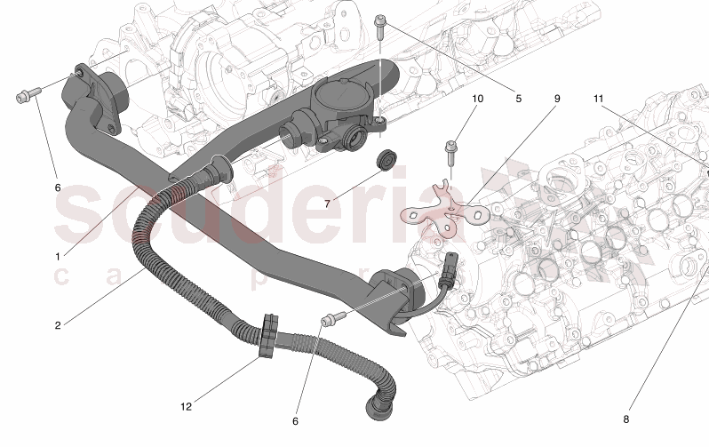OIL VAPOUR RECIRCULATION SYSTEM of Maserati Maserati GranTurismo M189    AUTOMATIC 4WD 3.0 BT V6 490 HP