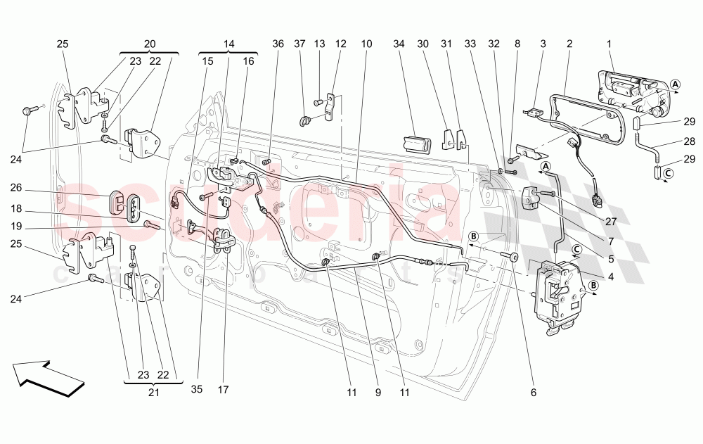 FRONT DOORS: MECHANISMS of Maserati Maserati 4200 Spyder (2005-2007) CC