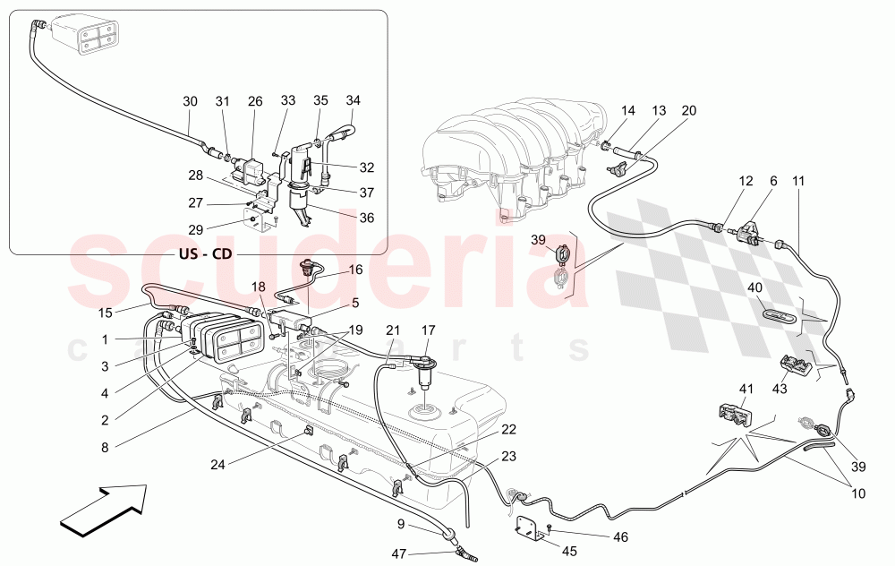 FUEL VAPOUR RECIRCULATION SYSTEM of Maserati Maserati GranCabrio (2016+) MC