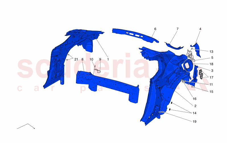 BODYWORK AND REAR OUTER TRIM PANELS of Maserati Maserati GranTurismo M189 MODENA  AUTOMATIC 4WD 3.0 BT V6 490 HP
