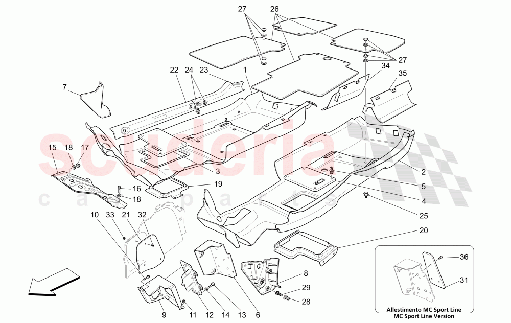 PASSENGER COMPARTMENT MATS (Available with: CENTENNIAL INTERNALSNot available with: Special Edition) of Maserati Maserati GranTurismo (2014+) Auto