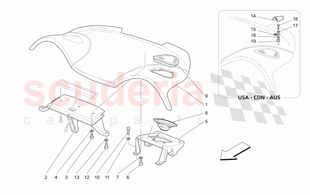 REAR PARCEL SHELF (Available with: "GranSport MC Victory" Version) of Maserati Maserati GranSport Coupe (2005-2007)