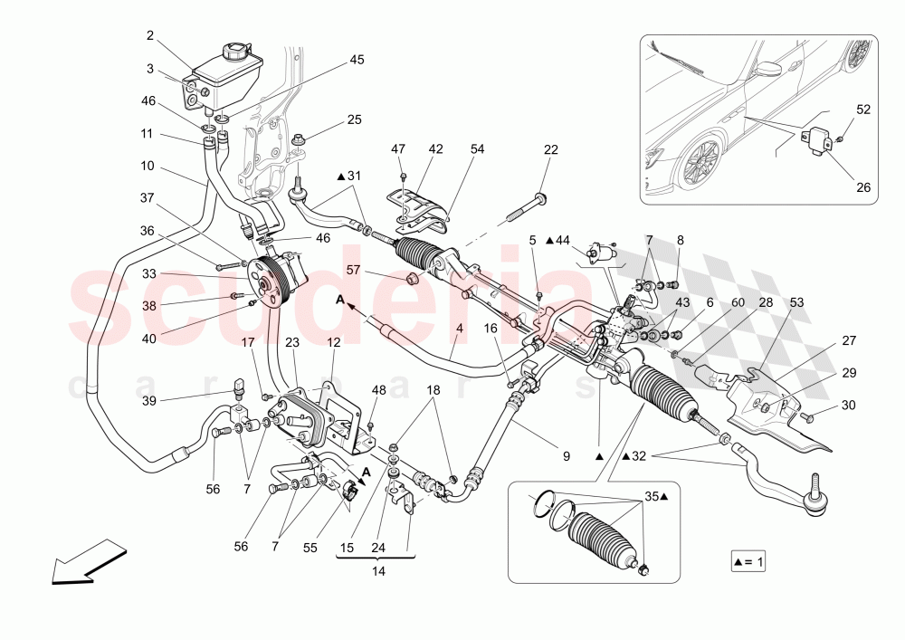 COMPLETE STEERING RACK UNIT of Maserati Maserati Quattroporte (2013-2016) S Q4