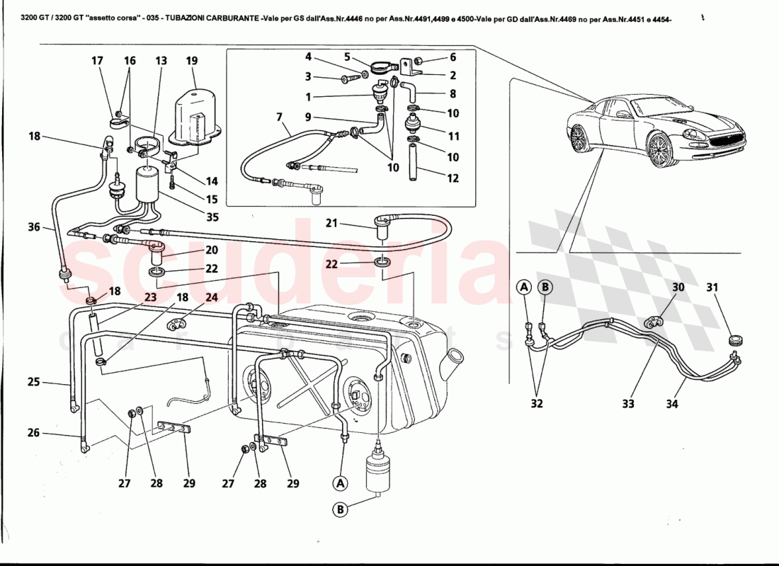 FULL PIPES - Valid for GS from Ass.Nr.4446 not for Ass.Nr.4491, 4499 and 4500 - Valid for GD from Ass of Maserati Maserati 3200 GT / Assetto Corsa
