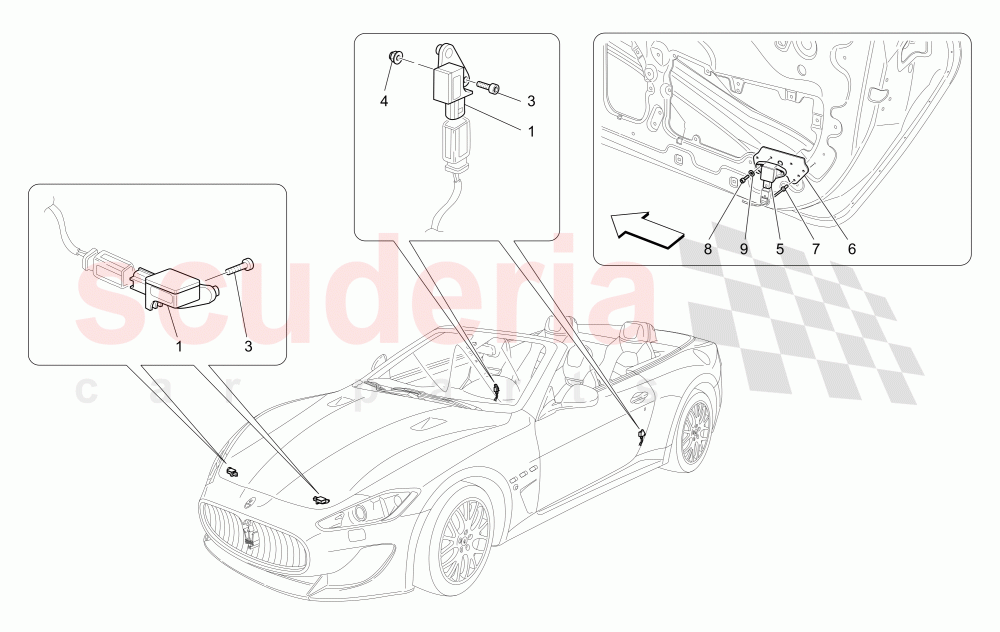 CRASH SENSORS of Maserati Maserati GranCabrio (2013-2015) MC