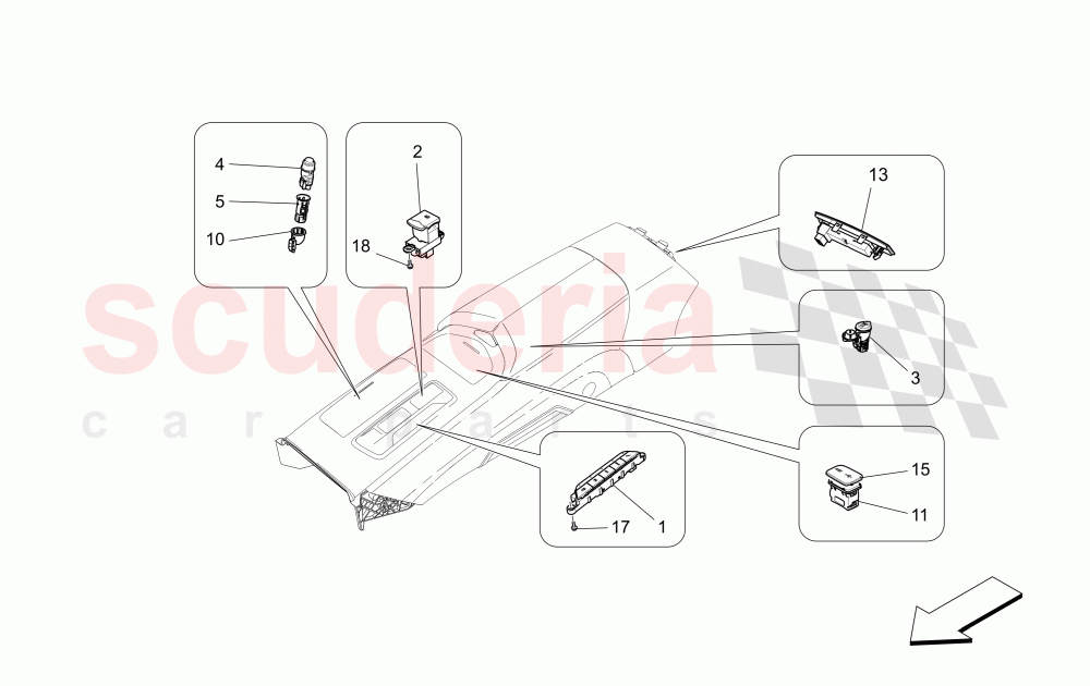 CENTRE CONSOLE DEVICES (Not available with: COMFORT-LUXURY REAR SEATS WITH CENTRAL CONSOLE) of Maserati Maserati Quattroporte (2013-2016) S V6 410bhp