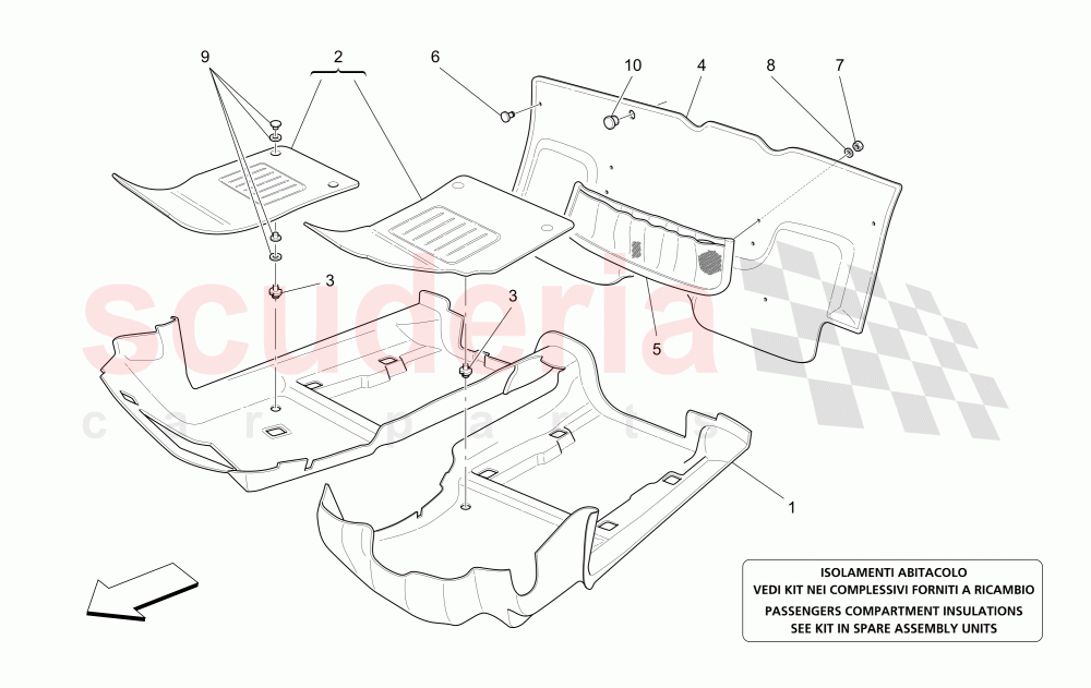 PASSENGER COMPARTMENT MATS of Maserati Maserati 4200 Spyder (2005-2007) GT