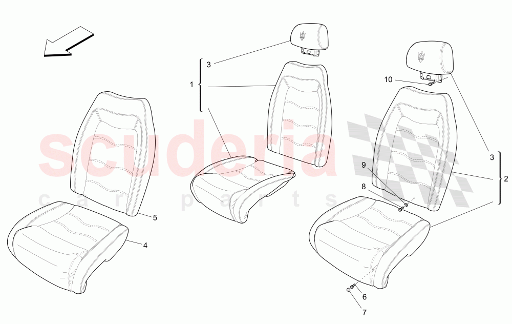 REAR SEATS: TRIM PANELS (Available with: SportNot available with: GranCabrio FENDI equipment, Special Edition, CENTENNIAL INTERNALS) of Maserati Maserati GranCabrio (2011-2012) Sport