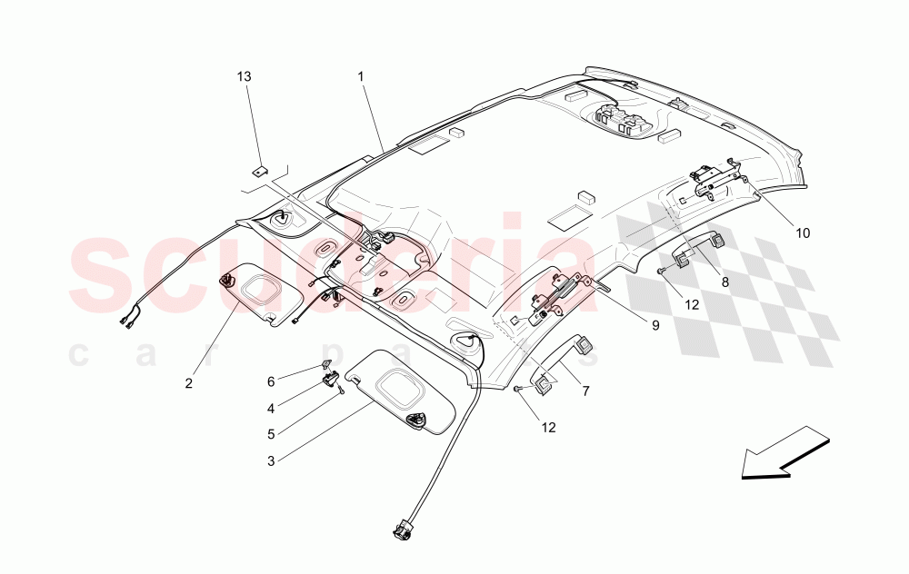 ROOF AND SUN VISORS of Maserati Maserati Quattroporte (2017+) Diesel