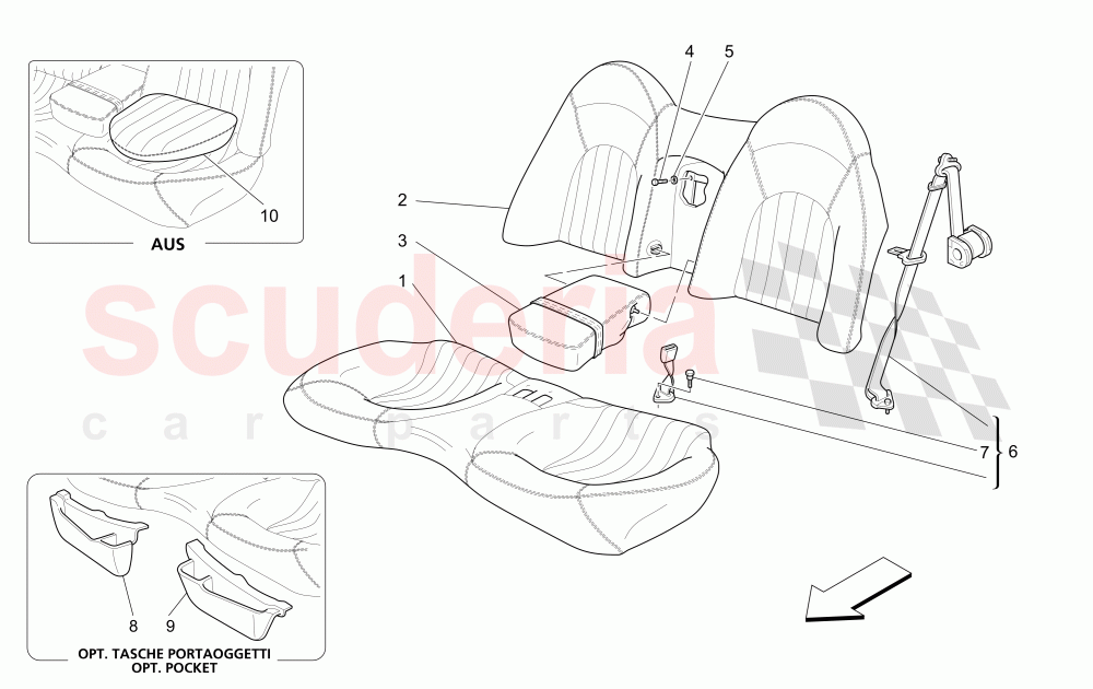 REAR SEATS: TRIM PANELS (Includes seat belts) of Maserati Maserati 4200 Coupe (2002-2004) CC