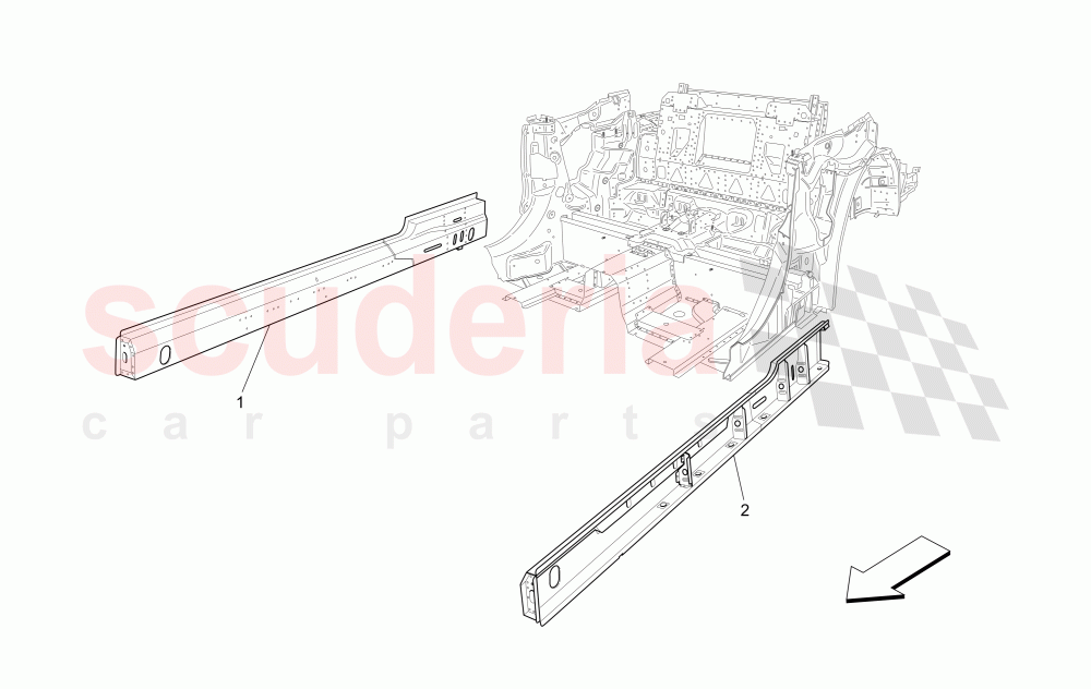 CENTRAL STRUCTURAL FRAMES AND SHEET PANELS of Maserati Maserati GranCabrio (2011-2012) Sport