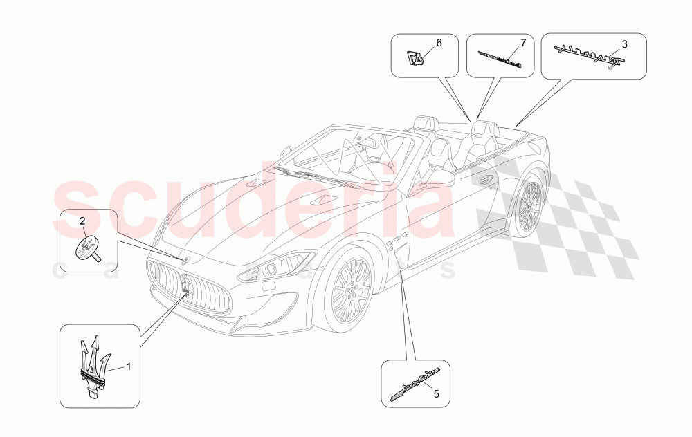 TRIMS, BRANDS AND SYMBOLS of Maserati Maserati GranCabrio (2016+) MC Centennial