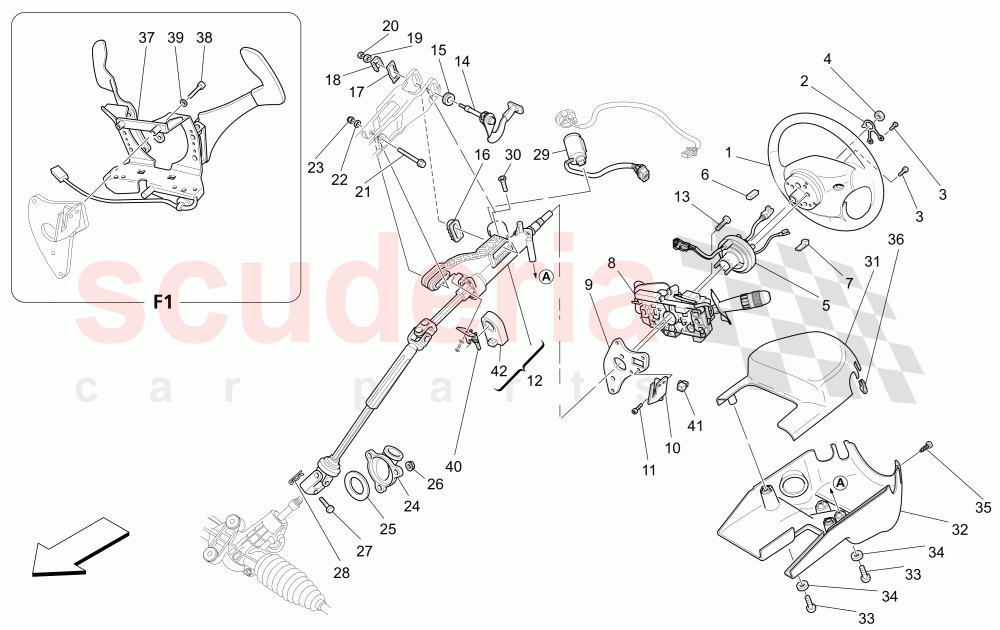 STEERING COLUMN AND STEERING WHEEL UNIT of Maserati Maserati 4200 Spyder (2005-2007) GT