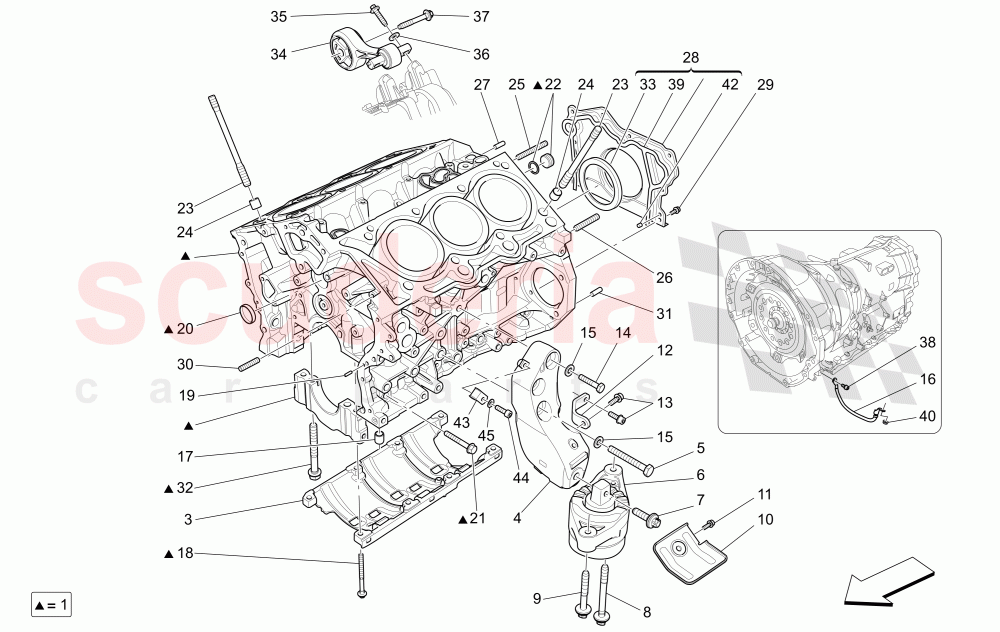 CRANKCASE of Maserati Maserati Quattroporte (2013-2016) S V6 410bhp
