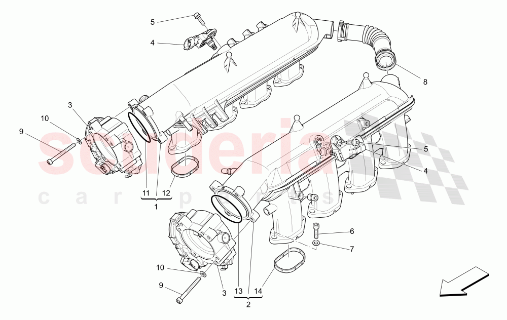 INTAKE MANIFOLD AND THROTTLE BODY of Maserati Maserati Quattroporte (2013+) GTS